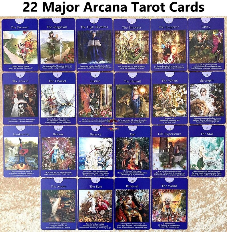 Carte de tarot FAIRY - Jeu de cartes de tarot - Jeu de cartes de tarot - Cartes divinatoires - Lecture de tarot - 78 cartes de tarot (22 arcanes majeurs et 56 arcanes mineurs) et guide image 2