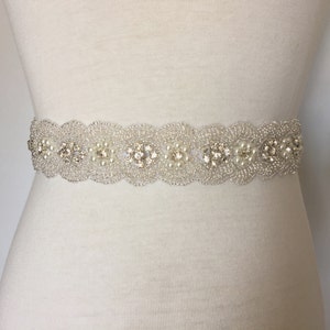 Bridal Beaded Sash-Wedding Belt-Beaded Sash-Pearl Sash-Beaded Belt-Bridal Sash-Beads Sash-Rhinestone Sash-Beads Floral Rhinestone Pearl Sash