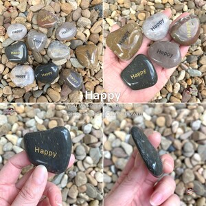 Engraved Stone-River Rock-Inspirational Word Stone-Natural River Stone-Engraved Pebble-Home Decro-Love-Friends-Happy-Dream-Courage-Believe image 6