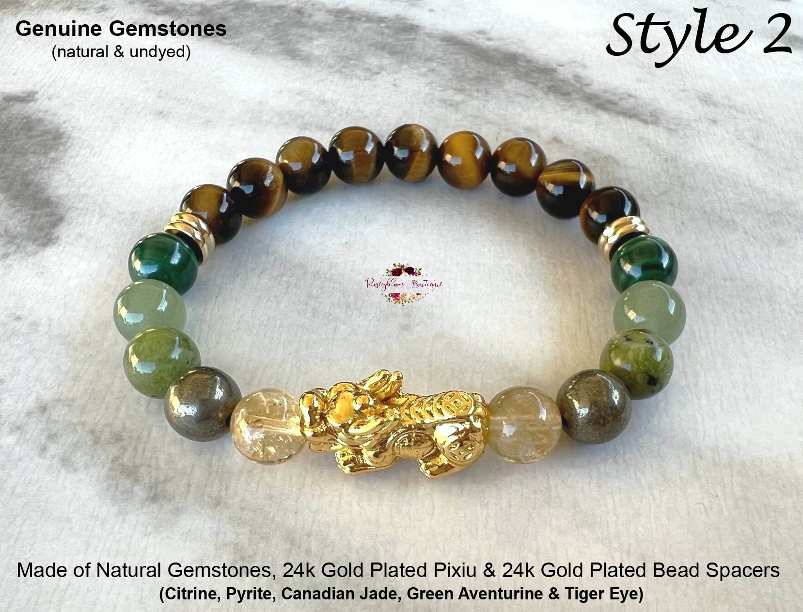 Feng Shui Pixiu & Mixed Gemstones Wealth Luck Protection Bracelet