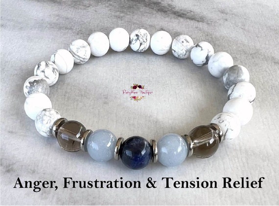 ANGER, FRUSTRATION & TENSION Relief Bracelet-Anger Control-Calming Bracelet-Emotional Healing-Howlite Bracelet-Gemstone Bracelet-Natural