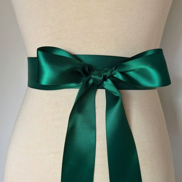 1.5 inch (3.8cm or 38mm) Ribbon Sash-Hunter Green Sash-Green Ribbon Belt-Flower Girl Sash-Bridal Sash-Bridesmaid Sash-Wedding Sash-Satin