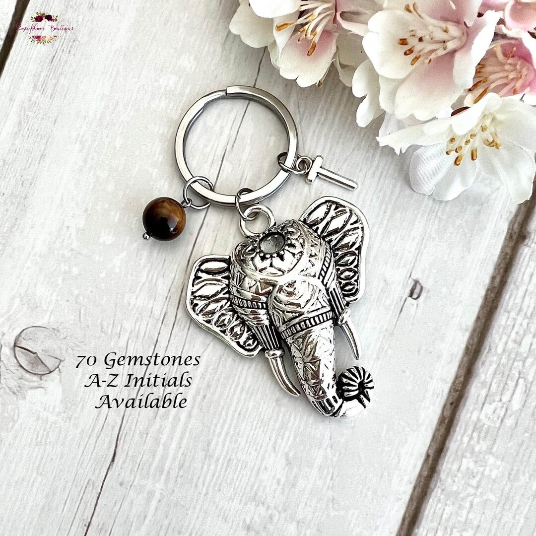 ELEPHANT Gemstone Key Ring-crystal Keychain-crystal Key Ring ...