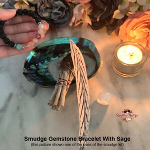 Smudge Kit-Cleansing Kit-Smudge Tool-Smudging-White Sage-Abalone Shell-Smudge Bowl-Crystal-Spiritual Gift-Home Blessing-House Warming Gift afbeelding 2