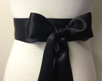 2 inch (5cm or 50mm) Ribbon Sash-Black Sash-Black Belt-Flower Girl Sash-Bridal Sash-Bridesmaid Sash-Wedding Sash-Double Sided Satin Ribbon