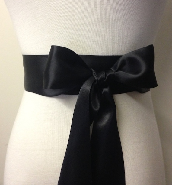 Black 2" 50mm Wide Silky Satin Ribbon Wedding Gown Sash 