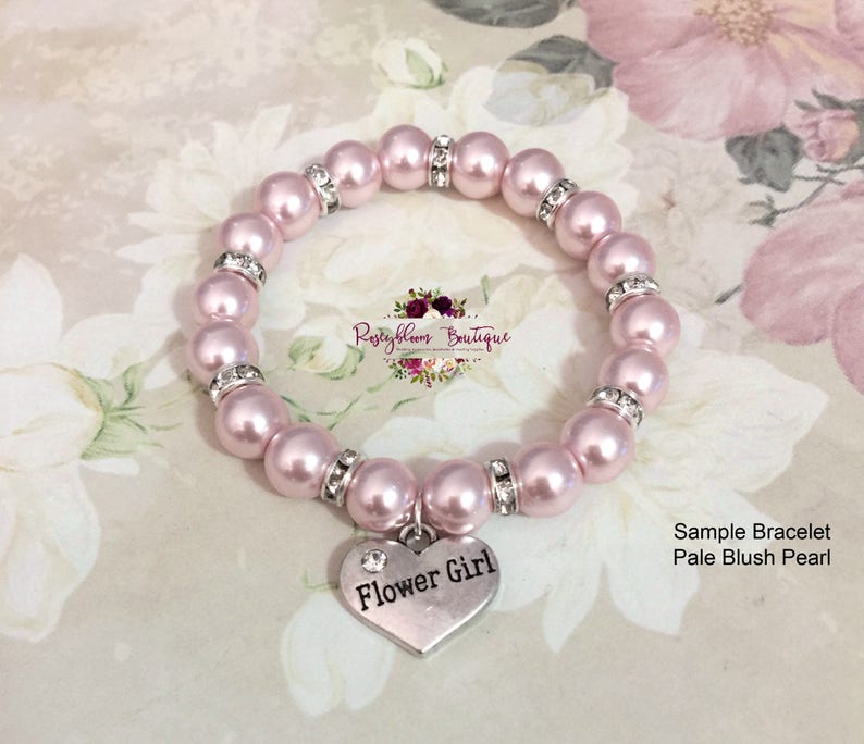 Flower Girl Jewelry-Glass Pearl Bracelet-Flower Girl Gift-Girl Bracelet-Children Bracelet-Pearl Rhinestone Spacer Flower Girl Bracelet