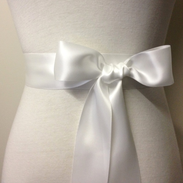 1.5 inch (3.8cm or 38mm) Ribbon Sash-Off White Sash-Diamond White Sash-Flower Girl Sash-Bridal Sash-Bridesmaid Sash-Wedding Sash-Satin