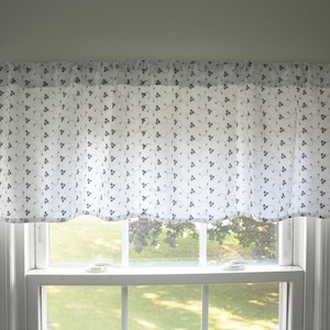 Valance with rod pocket, Window treatment, Embroidered 100% cotton, Cotton lining, 54in x 15in