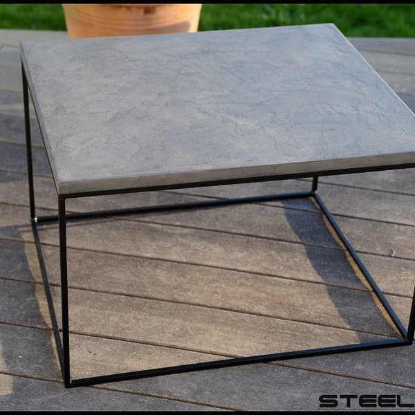 Concrete metal coffee table