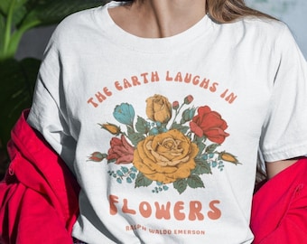 Emerson Quote Light Academia shirt aangepast cadeau voor dichter literaire geschenken Hamatreya personaliseerbaar retro botanisch esthetisch T-shirt