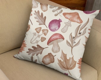 Fall Decorative Pillow Retro Mushroom Pillow Boho Mushrooms Pattern Forestcore Cottage Core Mushroom Lover
