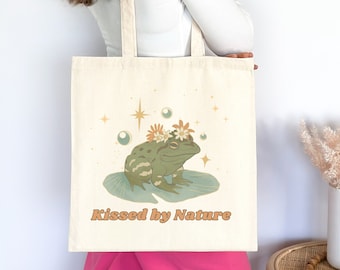 Frosch Tragetasche Cottagecore Tragetaschen Frosch-Tasche Frosch Tragetasche wiederverwendbare Einkaufstasche Süßer Frosch-Print Frosch Tasche Tasche Retro Forestcore Frosch