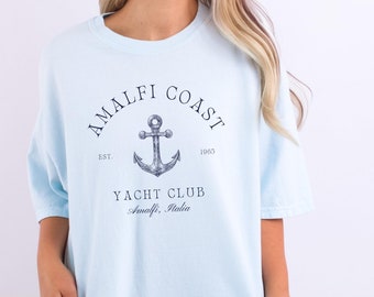 Amalfi Coast Yacht Club T Shirt Old Money Retro Sailing Sports Tee Italy Vacation Luxury Aesthetic Social Club Italian Preppy Stuff
