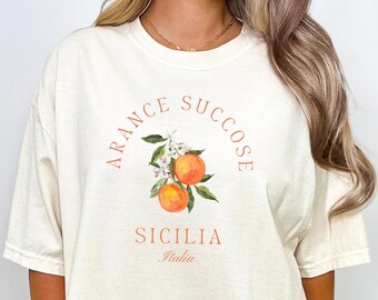 Citrus Orange Arance TShirt Italian Oranges Sicily Italy Retro Foodie Gifts Farmers Market Tee Shirt Luxury Food Aesthetic Preppy Stuff
