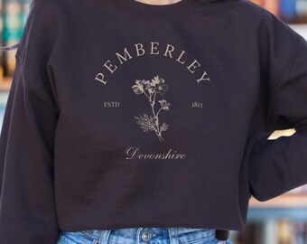 Jane Austen Pride And Prejudice Pemberley Sweater Literary Espresso Aesthetic Sweatshirt Cozy Bookish Autumn Brown Fall Sweaters