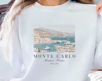 Monte Carlo France Sweatshirt French Riviera Retro Nostalgic Sweater Monaco Preppy Stuff Old Money Coastal Vacation Aesthetic Travel Shirt