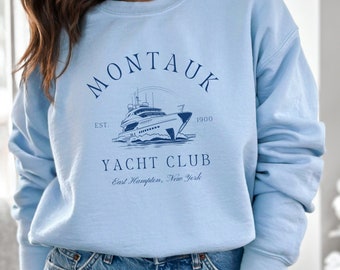 Montauk Yacht Club Sweatshirt Old Money Retro Yacht Sailing Sports Sweater East Hampton Luxury Aesthetic Social Club New York Preppy Stuff