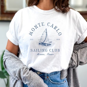 モンテカルロセーリングクラブシャツ オールドマネー レトロセーリングスポーツTシャツ モナコ 南フランス ラグジュアリー 美的 ソーシャルクラブ プレッピー