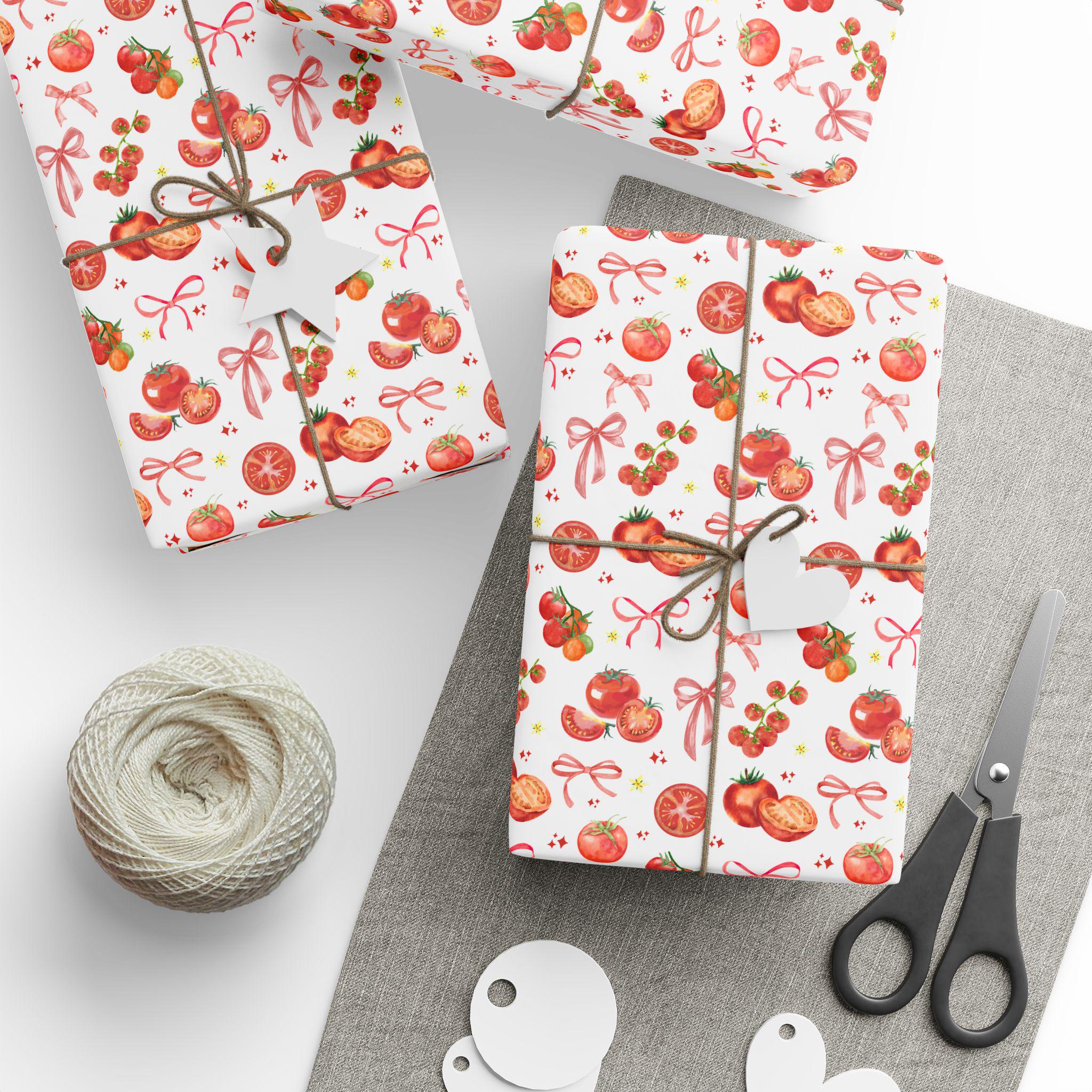 Carta Regalo Con Pomodori Rossi – 6 Fogli Grandi 70x50 Cm + 6 Etichette – Design Originale UK, Riciclabile, Per Compleanni - 3