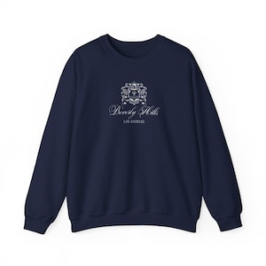 Beverly Hills Old Money Tennis Sweatshirt Retro Tennis Club Sweatshirts Los Angeles Luxury Aesthetic Sports Sweater LA Sporty Preppy Stuff Navy
