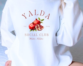 Pomegranate Yalda Sweatshirt Winter Solstice Retro Middle Eastern Art Sweater Cottagecore Clothes Old Money Preppy Stuff Fruit Aesthetic