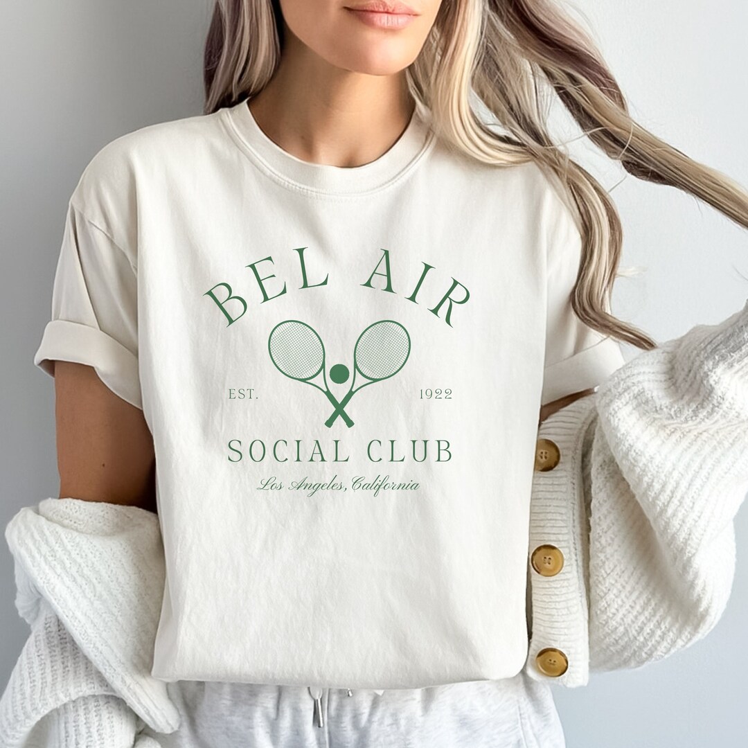 Bel Air Social Club T Shirt Old Money Retro Tennis Tee Shirts Los