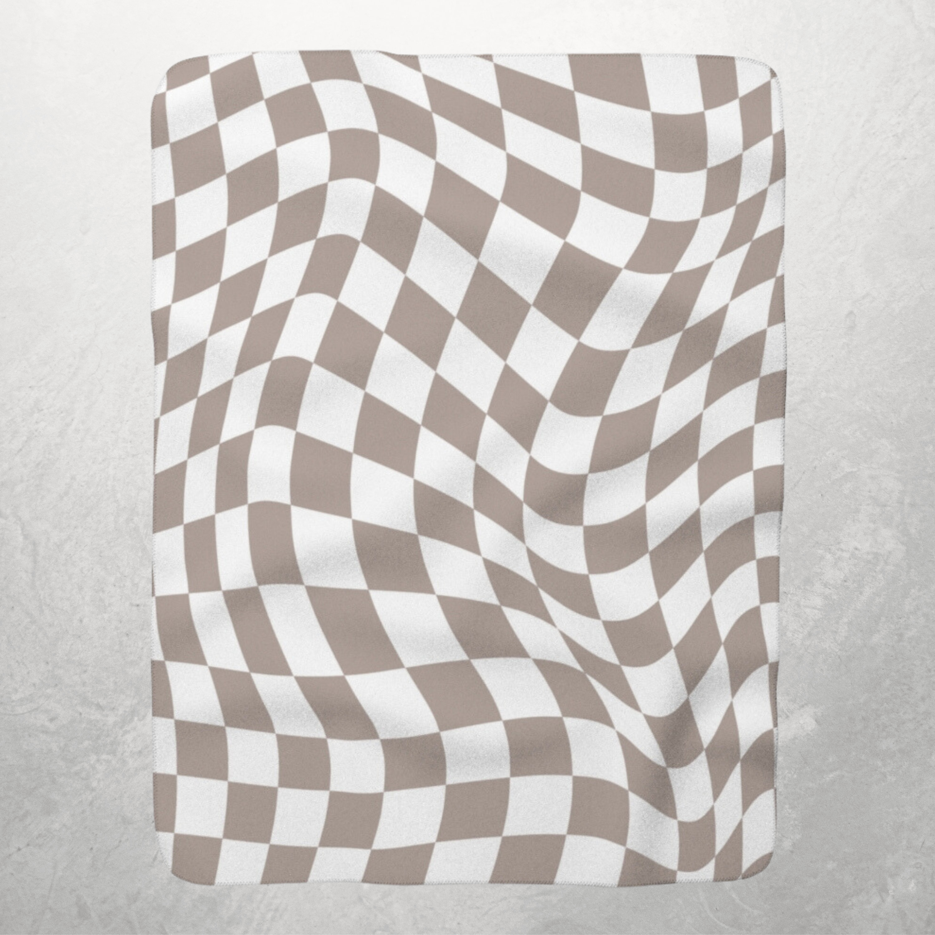 Dark Beige Checkered Blanket Personalized Boho Sherpa Fleece Blanket ...