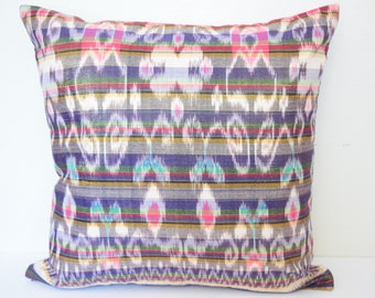 Yellow - Pochampally Ikat Cushion Cover (16 x 16 in) 14
