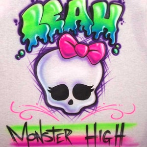 Airbrush Monster Skull T Shirt; Personalized w/ ANY Name!