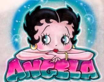 Betty Boop Custom T Shirt; Airbrushed & Personalized with Any Name.