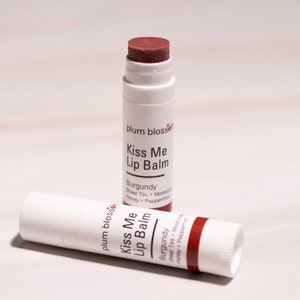 Kiss Me BURGUNDY / Trasparente / Bronzo / Pesca / Merlot MIELE Menta piperita Naturale Cacao Biologico Burro di Karitè Sheer Color Shimmer Balsamo per le labbra