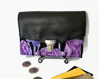 Purple Floral Ladies Purse, Gothic Ladies Wallet