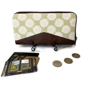 Portefeuille pour dames Green Daisy Slimline, sac à main floral pour femmes