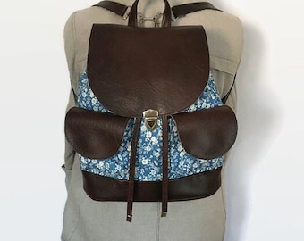 Blue Denim backpack, Ladies Floral Rucksack