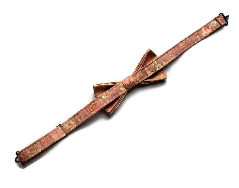 Mens Pink Floral Bow Tie Neck Tie Vintage Print Bow Tie Etsy UK