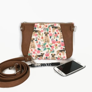 Border Terrier Print Crossbody Bag, Small Floral Sling Purse image 1