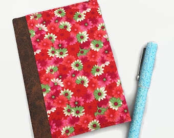 Flowery Fabric A6 Note Book Cover, Fabric Covered Note Book