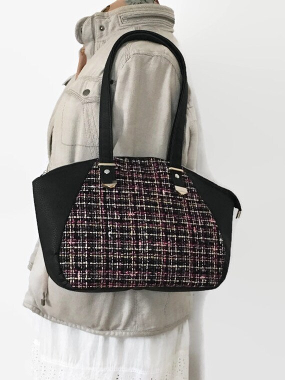 pink tweed handbag