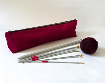 Large Red Knitting Needle Case