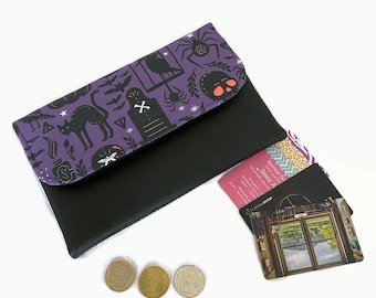 Purple Gothic Ladies Wallet, Wiccan Theme Purse