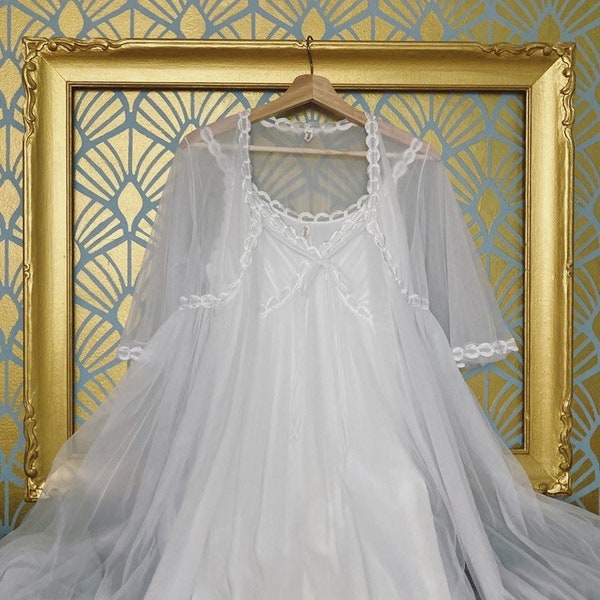 1950s DORSAY sheer bridal peignoir set