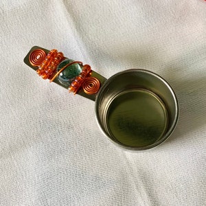 Coffee Scoop Bead and Wire Wrapped, Mini Scoop for coffee, 2 tablespoon measure for coffee grounds