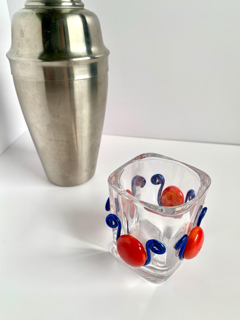 Beaded glass shot glass