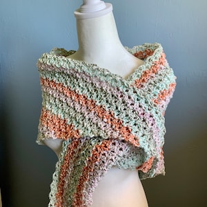 Textured Cotton Crochet Shawl | Handmade Seasonal Wrap for Women | Lightweight Triangle Scarf | Special Gift for Her | Soft & Warm
