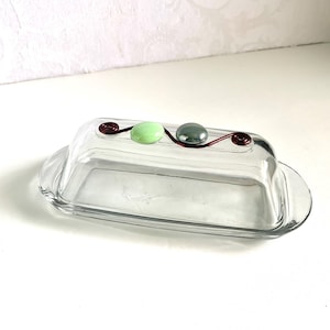 Glass butter dish, butter dish with lid, buffet dish for butter, butter dish for kitchen counter, covered dish for butter, kitchen essential