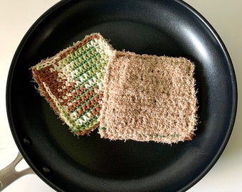 Kitchen scrubby, crocheted pot scrubby, reusable scouring pad, sustainable kitchen linens