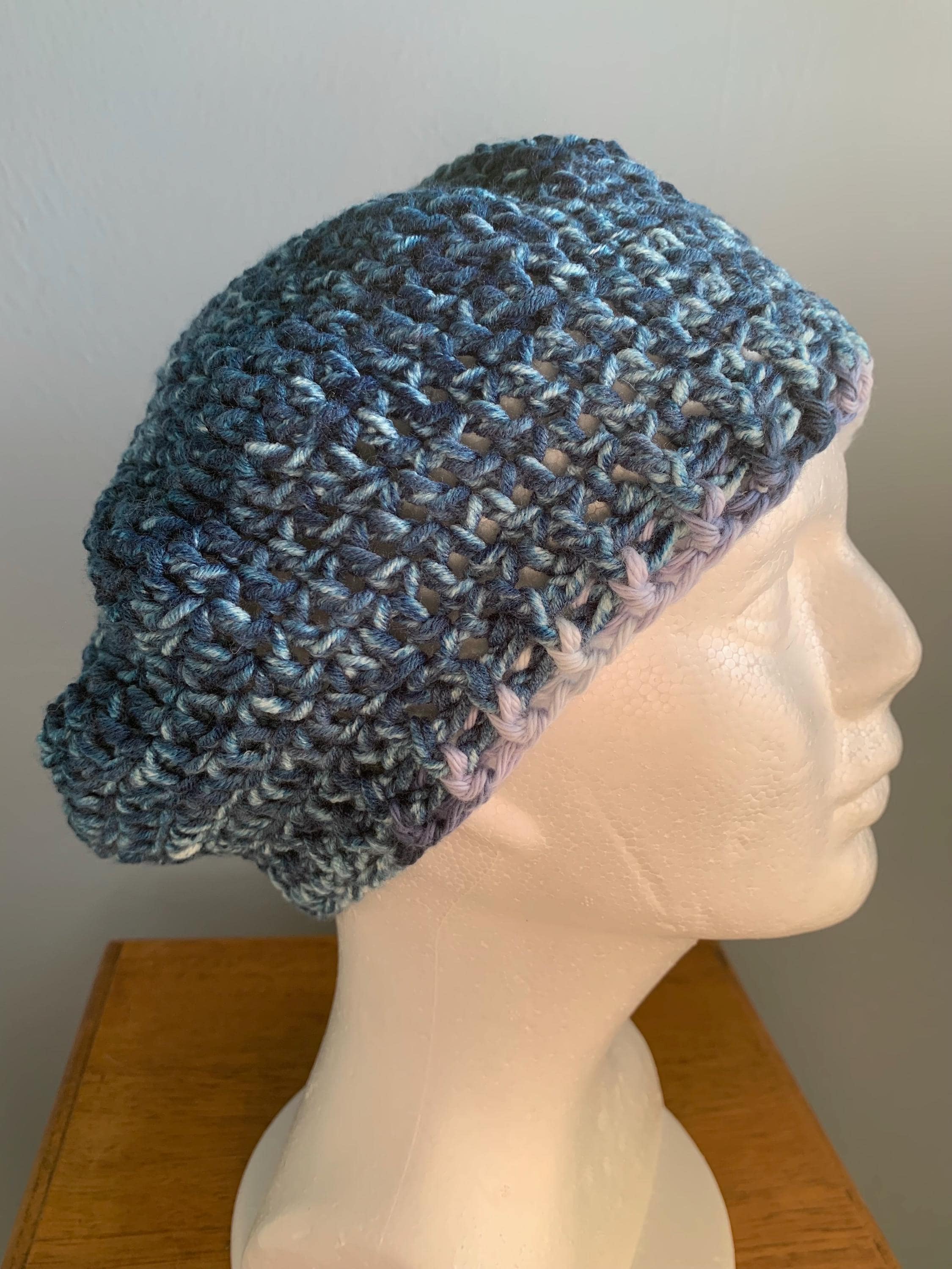 Denim Blue Crochet Slouch Hat - Etsy display picture 3