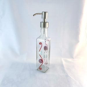 Soap bottle with pump, Lotion bottle with pump, Glass bottle with pump dispenser, red home decor, gifts for the home