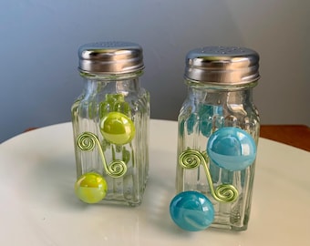Beaded Glass Salt & Pepper Shakers - Tabletop Decor, Kitchen Essentials, Decorative Shakers, Housewarming Gift